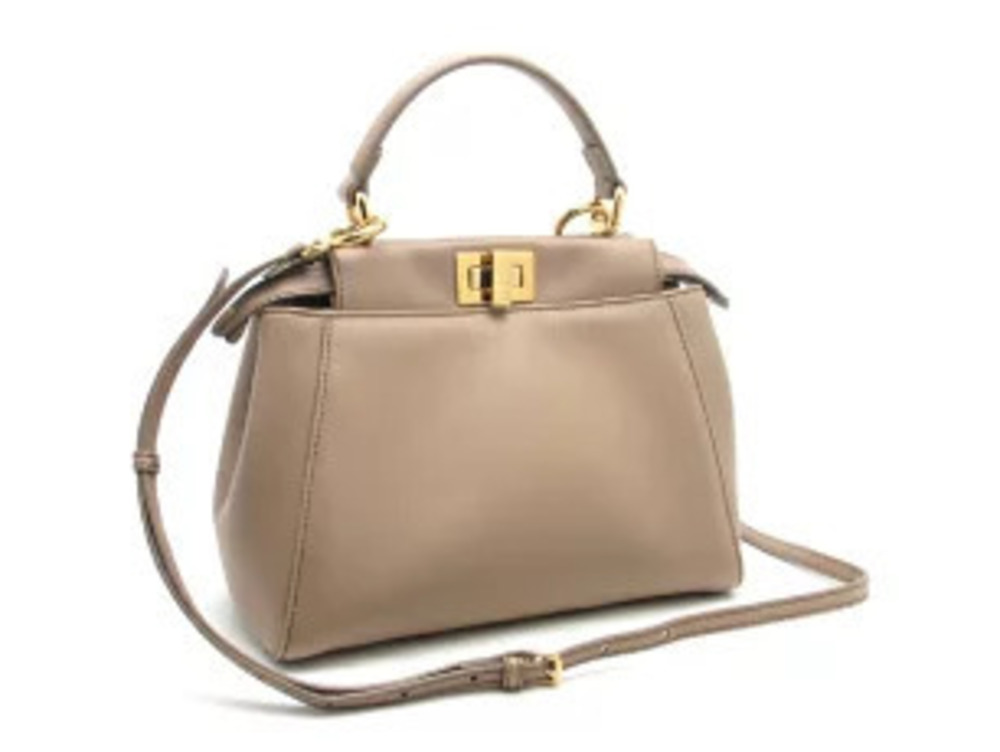 Fendi Peekaboo Bag Nappa Leather Gray Beige